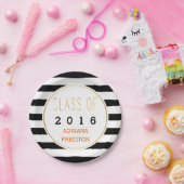 Zwarte witte strepen Klasse van 2016 afstuderen Papieren Bordje (Feest)