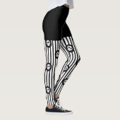 Zwarte & witte strepen & kleine schedels Halloween Leggings (Rechts)