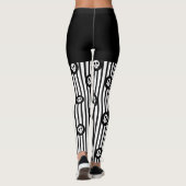 Zwarte & witte strepen & kleine schedels Halloween Leggings (Achterkant)