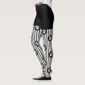 Zwarte & witte strepen & kleine schedels Halloween Leggings (Links)