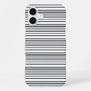 Zwarte witte strepen leuk iPhone 16 plus hoesje