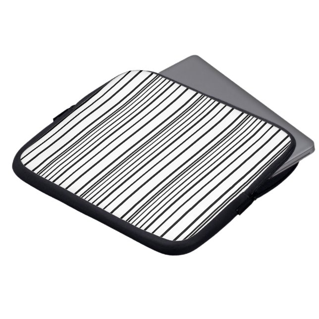 Zwarte witte strepen leuk laptop sleeve (Voorkant top)
