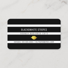 zwarte witte strepen & lippen moderne schoonheid visitekaartje