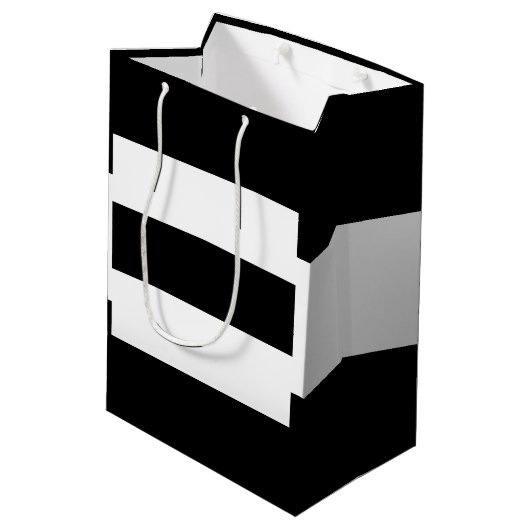 Zwarte witte strepen medium cadeauzakje (Achterkant Gekanteld)