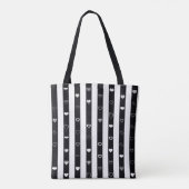 Zwarte witte strepen Modern Heart Patroon Tote Bag (Achterkant)