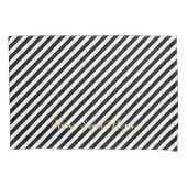 Zwarte witte strepen Modern Pattern Gold Monogram Kussensloop (Voorkant)