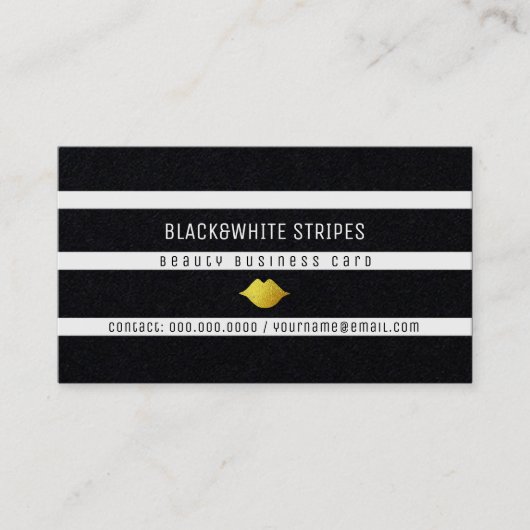 zwarte & witte strepen moderne schoonheid visitekaartje (Voorkant)