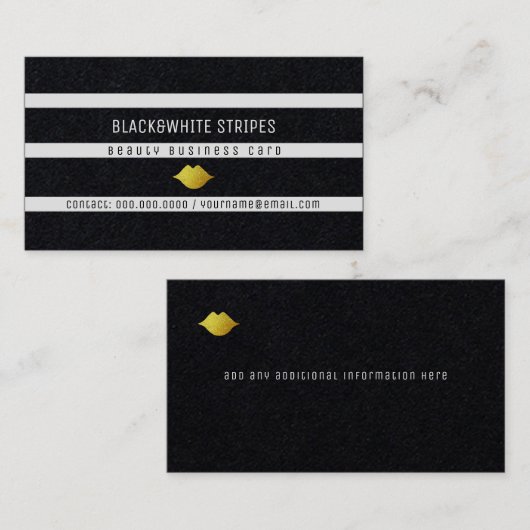 zwarte & witte strepen moderne schoonheid visitekaartje (Voorkant / Achterkant)