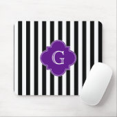 Zwarte witte strepen, Paars label monogram Muismat (Met muis)