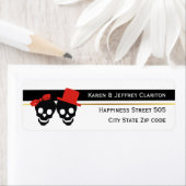 Zwarte witte strepen rode halloween bruiloft etiket (Insitu)