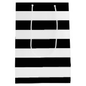 Zwarte witte strepen Roze Ranunculus Floral Medium Cadeauzakje (Achterkant)