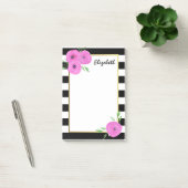 Zwarte witte strepen Roze Ranunculus Floral Post-it® Notes (Kantoor)
