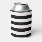 Zwarte witte strepen strandnaam monogram blikjeskoeler (Blikje Achterkant)