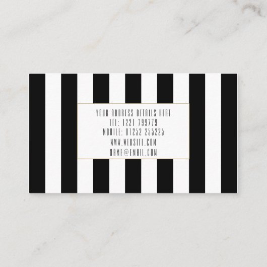 Zwarte witte strepen visitekaartje (Achterkant)