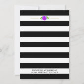 Zwarte witte strepen Waterverf Floral Baby shower Kaart (Achterkant)