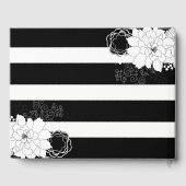 Zwarte witte strepen Witte bloemen Gastenboek (Achterkant)