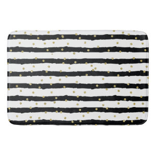 Zwarte witte strepes Gold Sparkly Confetti Badmat