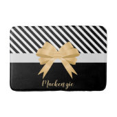 Zwarte witte strepes Goldem Bow Badmat (Voorkant)