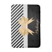 Zwarte witte strepes Goldem Bow Badmat (Voorkant Verticaal)