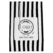 Zwarte & Witte Stripe Business Logo Winkelen Medium Cadeauzakje (Achterkant)