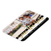 Zwarte Witte Stripe & Gold-tekst Sla de datum-foto Magneet (Linkerzijde)