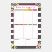 Zwarte Witte Stripe Grocery Store-winkellijst Post-it® Notes (Voorkant)