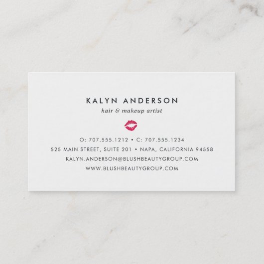 Zwarte & Witte Stripe Lip Print Visitekaartje (Achterkant)