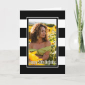 Zwarte Witte striped 50th Birthday Kaart (Voorkant)