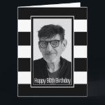 Zwarte Witte striped 90th Birthday Kaart<br><div class="desc">Verzend speciale verjaardagsgroeten met deze moderne zwarte en witte striped douanefoto 90th verjaardagskaart. De tekst binnen deze kaart is aanpasbaar zodat u uw eigen speciale verjaardagswensen kunt toevoegen.</div>