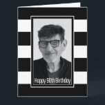 Zwarte Witte striped 90th Birthday Kaart<br><div class="desc">Verzend speciale verjaardagsgroeten met deze moderne zwarte en witte striped douanefoto 90th verjaardagskaart. De tekst binnen deze kaart is aanpasbaar zodat u uw eigen speciale verjaardagswensen kunt toevoegen.</div>