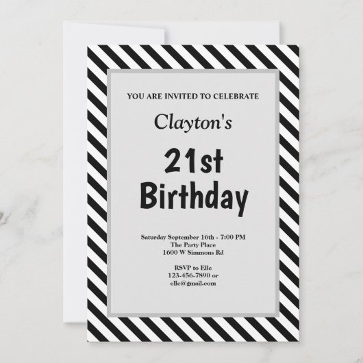 Zwarte/Witte Stripes, met een draagwijdte op zater Kaart (Voorkant)