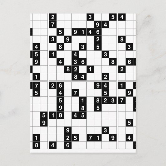 zwarte witte sudoku briefkaart (Voorkant)