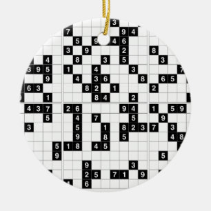 zwarte witte sudoku keramisch ornament