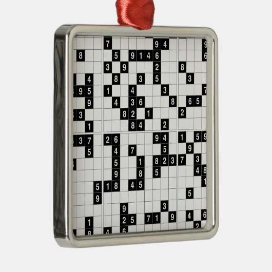 zwarte witte sudoku metalen ornament (Rechts)