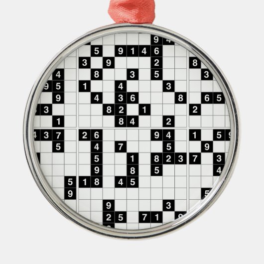 zwarte witte sudoku metalen ornament (Voorkant)
