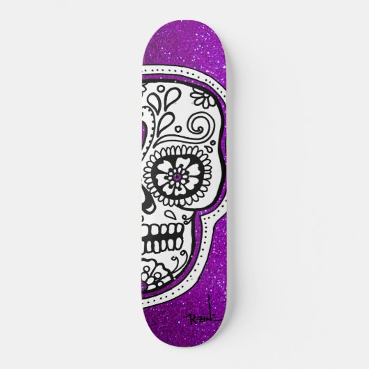 Zwarte witte suiker Paarse glitter Sparkles Persoonlijk Skateboard (Voorkant)
