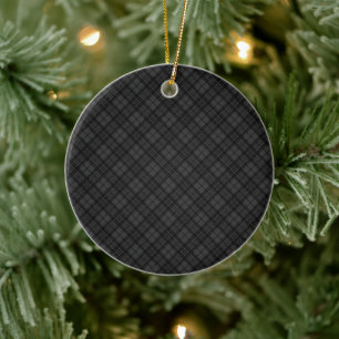 Zwarte witte tartan gevat winterkerstpatroon keramisch ornament