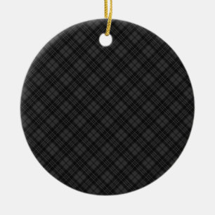 Zwarte witte tartan gevat winterkerstpatroon keramisch ornament