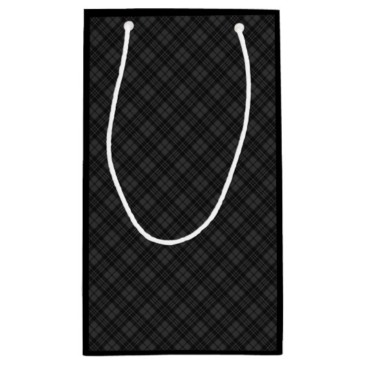 Zwarte witte tartan gevat winterkerstpatroon klein cadeauzakje (Achterkant)