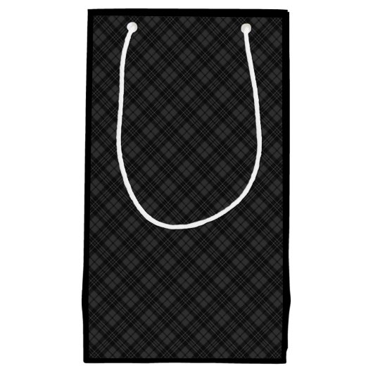 Zwarte witte tartan gevat winterkerstpatroon klein cadeauzakje (Voorkant)