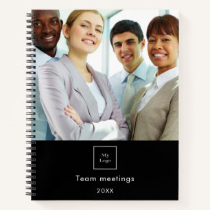 Zwarte-witte team QR-code zakelijk fotologo Notitieboek