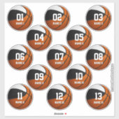 zwarte witte teamkleuren basketbal 13 spelers sticker (Vel)