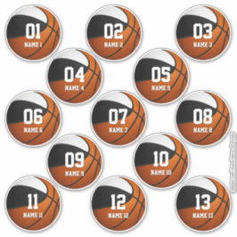 zwarte witte teamkleuren basketbal 13 spelers sticker