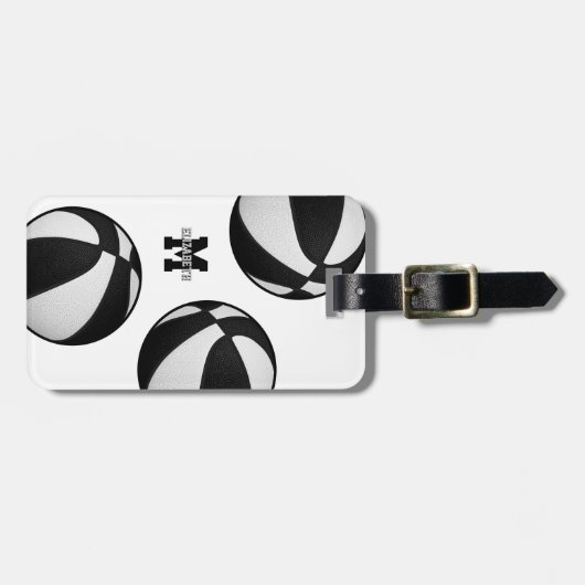 zwarte witte teamkleuren basketbaltas bagagelabel (Voorkant horizontaal)