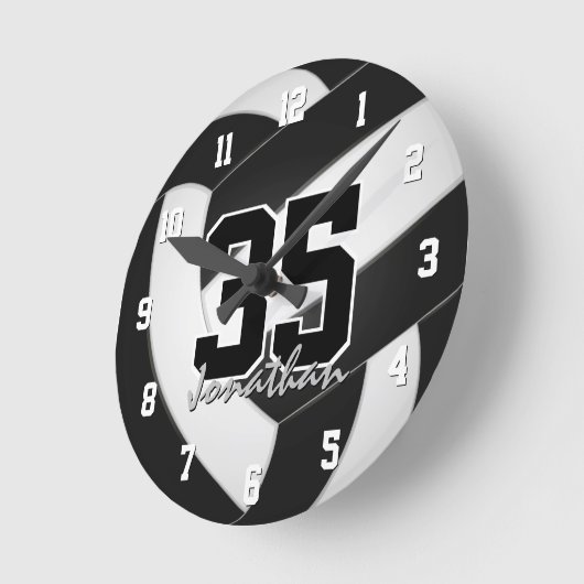 zwarte witte teamkleuren spelers naam volleybal ronde klok (Hoek)