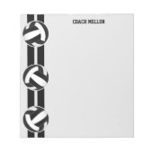 zwarte witte teamkleuren volleybalcoach aangepast notitieblok (Voorkant)