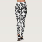 zwarte witte teamkleuren volleybalkenpatroon leggings (Achterkant)