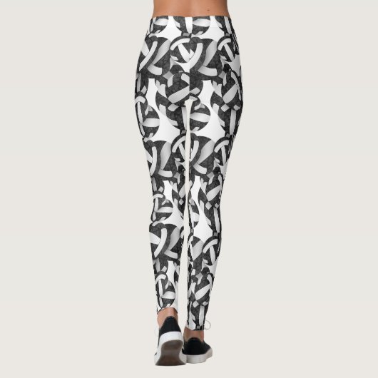 zwarte witte teamkleuren volleybalkenpatroon leggings (Achterkant)