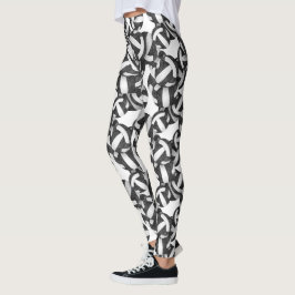 zwarte witte teamkleuren volleybalkenpatroon leggings