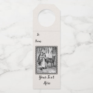  zwarte witte tekening rode sleehout omhuld flessenhanger